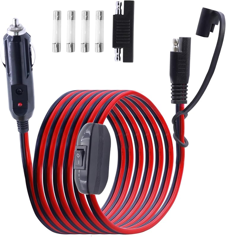 Cabo Extensor de Acendedor 12 V para SAE LANMINGLEL com Interruptor Liga/Desliga e Adaptador de Polaridade – 3,05 m