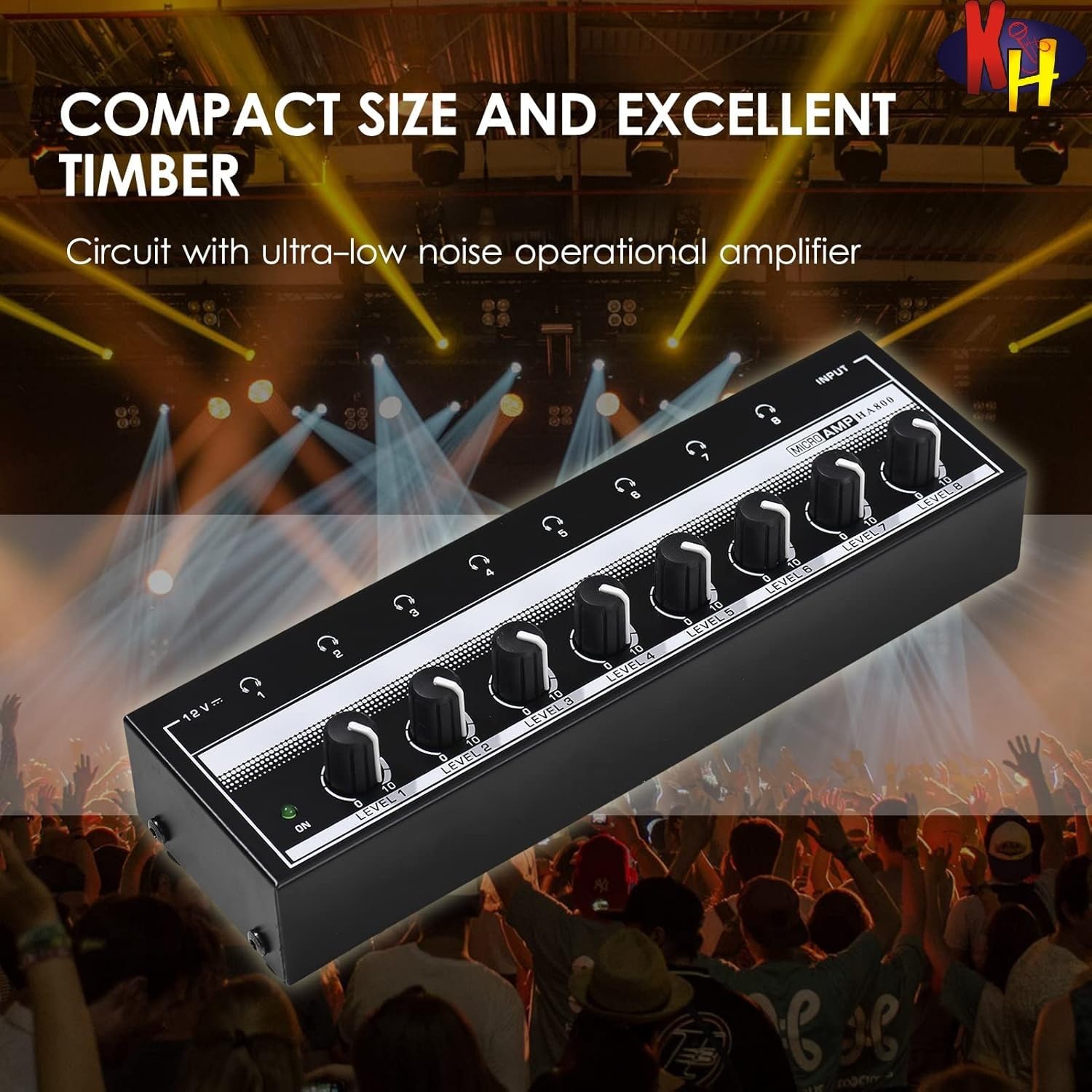 kh HA800 Mixer Headphone Amplifier Audio Amp Ultra Compact 8 Channels Mini Audio Stereo Microphone AMP with Power Adapter for Studio Stage Podcast Recording Mixing Monitoring — Amazon image 7