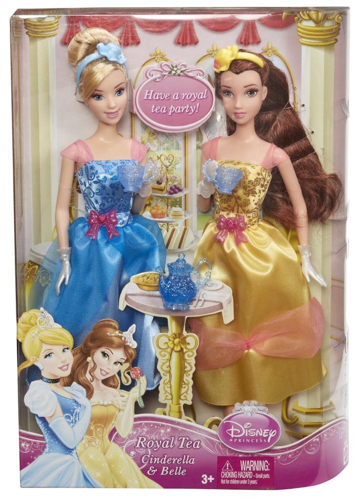 Mattel Disney Princess Tea Time Belle and Cinderella Doll Gift Set