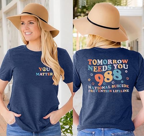 Miniatura 3 de FASHGL Mental Health Matters - Camiseta para mujer 988 para prevención del suicidio, camiseta divertida para terapeuta y psicólogo