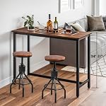 Set of 2 Industrial Bar Stool-Vintage Counter Dining Chair-Swivel Stools-Tall Height Adjustable 22-30"