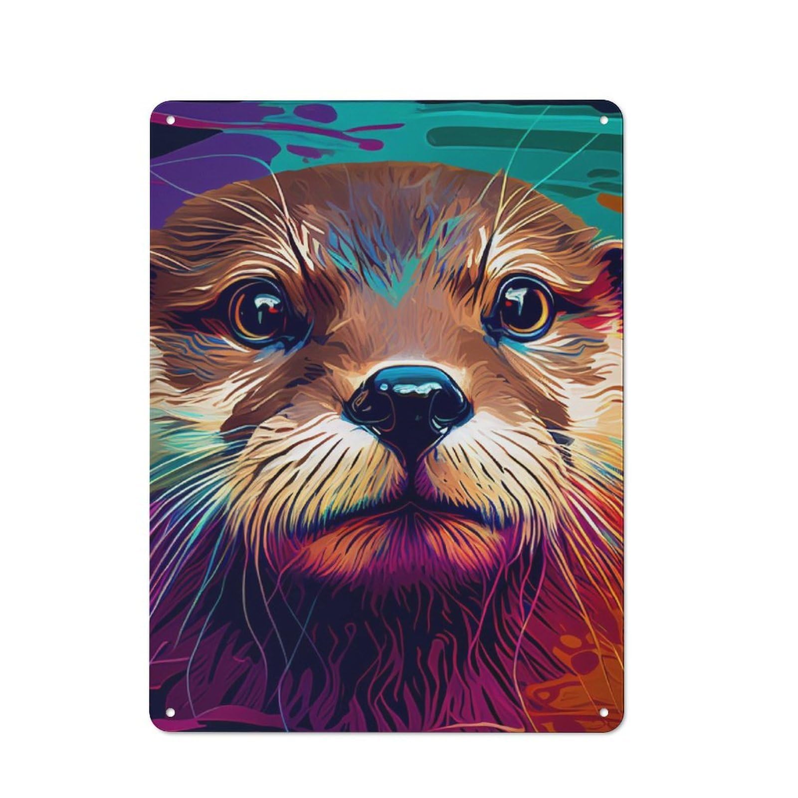 Junmoney Otter Colorufl Retro Tin Sign 40X30cm For Hobby Room Or Studio, New-Space Wall Decor For Creative Interior Collectors