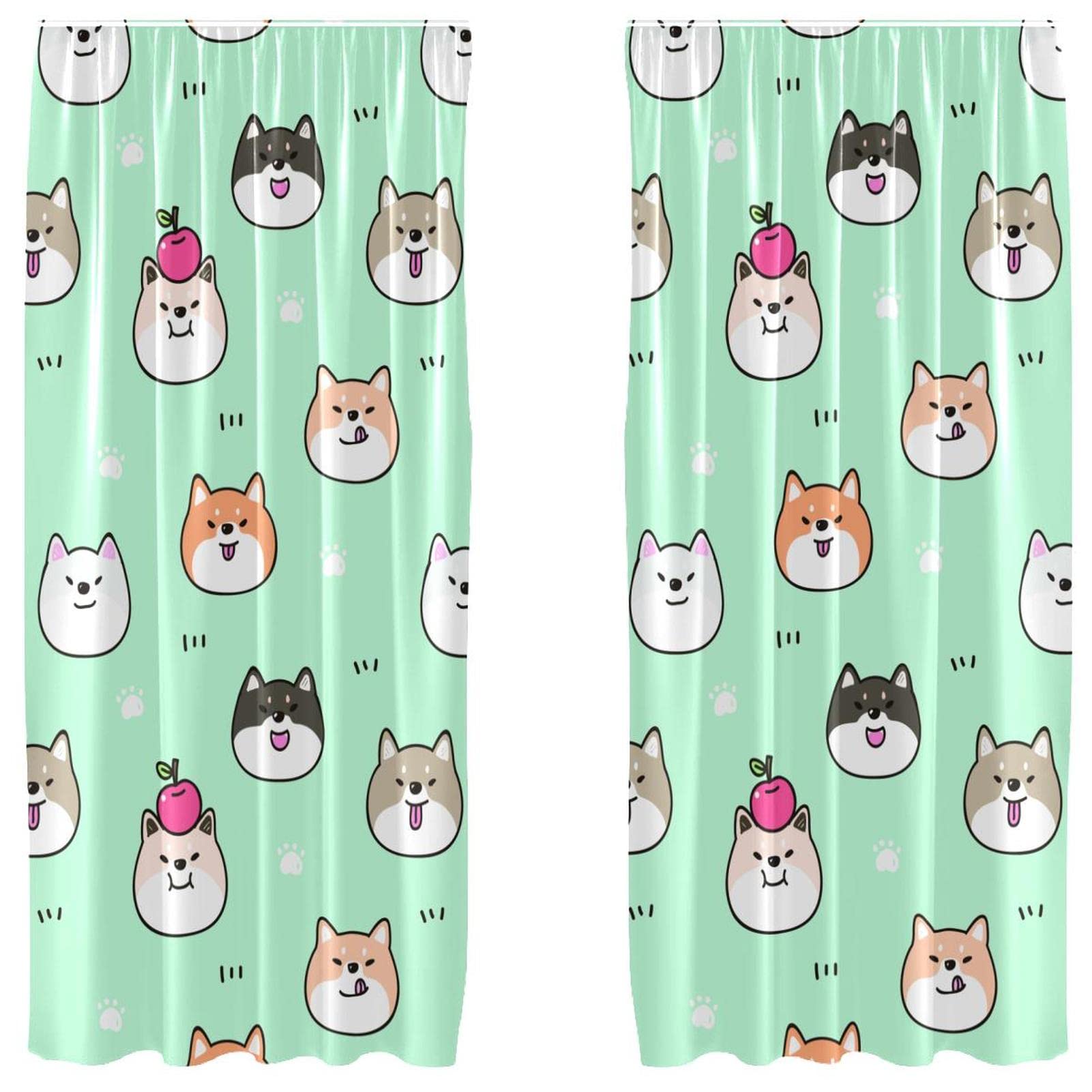 Rideaux occultants Shiba Inu isolants en microfibre pour un sommeil profond