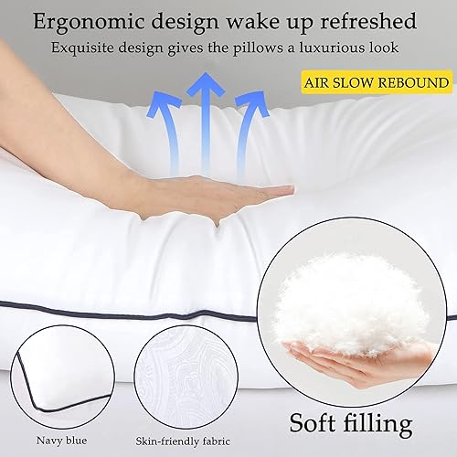 Miniatura 5 de HOOMQING Almohadas de cama para dormir paquete de 2 almohadas tamaño Queen para dormir de lado y estómago almohadas refrescantes relleno alternativo