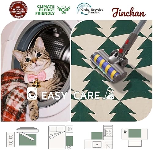 Miniatura 6 de jinchan Alfombra de pasillo de Navidad de 2 x 7 pies, color verde, alfombra de pasillo verde para árbol de Navidad, alfombra lavable, alfombra