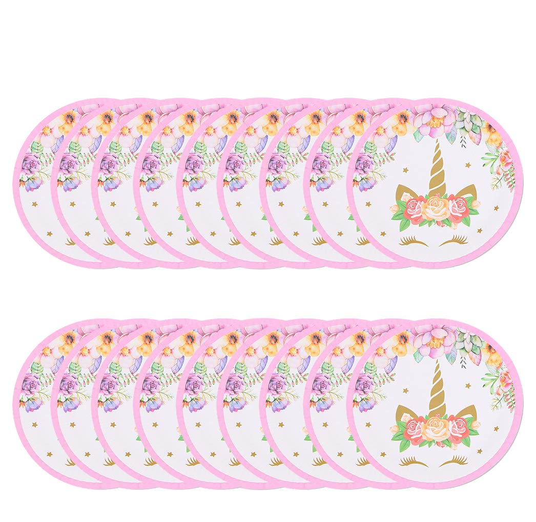 50 Pcs 7 Inch Disposable Unicorn Plates for Birthday Party, Baby Shower, Wedding, Picnic Lunch Party (Unicorn B)