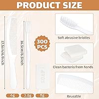 Vista 4 de Hushee Juego de 300 cepillos de dientes desechables y jabón de peine para personas sin hogar, 100 cepillos de dientes a granel, 100 peines de pelo