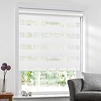 Vista 6 de Allbright Persianas de Ventana Cebra Blanca 29" An X 72" Al, Cortinas Enrollables Transparentes de Doble Capa, Persianas Oscurecedoras para Puertas