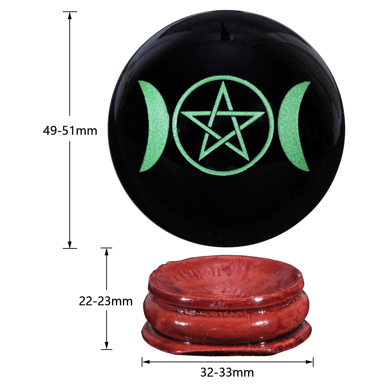 Nupuyai 1.9" Engraved Symbol Obsidian Crystal Ball with Stand - Image 2