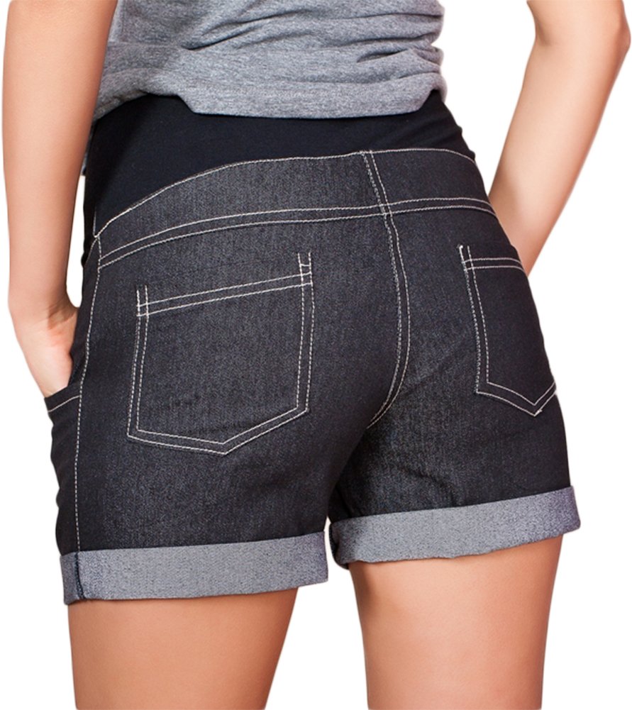 Mija – Shorts de maternité Denim Jeans 9037 (EU 40, Noir)