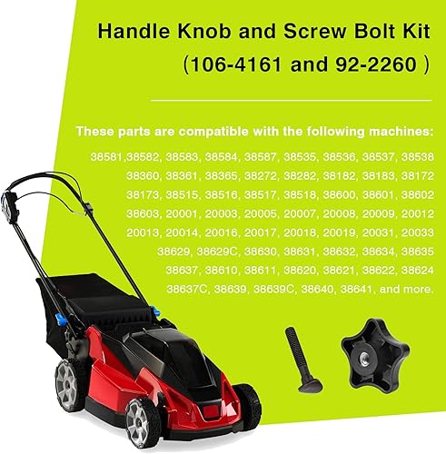 Miniatura 3 de Kit de perilla de mango y tornillo, compatible con cortacéspedessopladores de nieve Toro Reparación # 92-2260 y 106-4161, para la mayoría de los