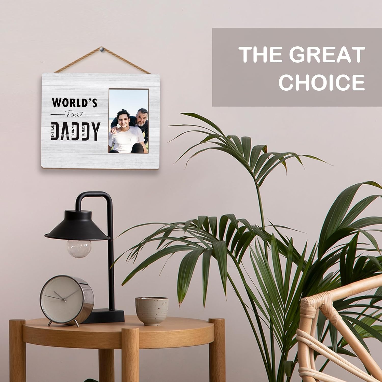 KU-DaYi World's Best Daddy 8x10 Picture Frame, Christmas Birthday Fathers Day Dad Gifts from Daughter Son, The Man The Myth The Legend Wall & Tabletop Wooden Photo Frame Fits 4x6 Photo image 5