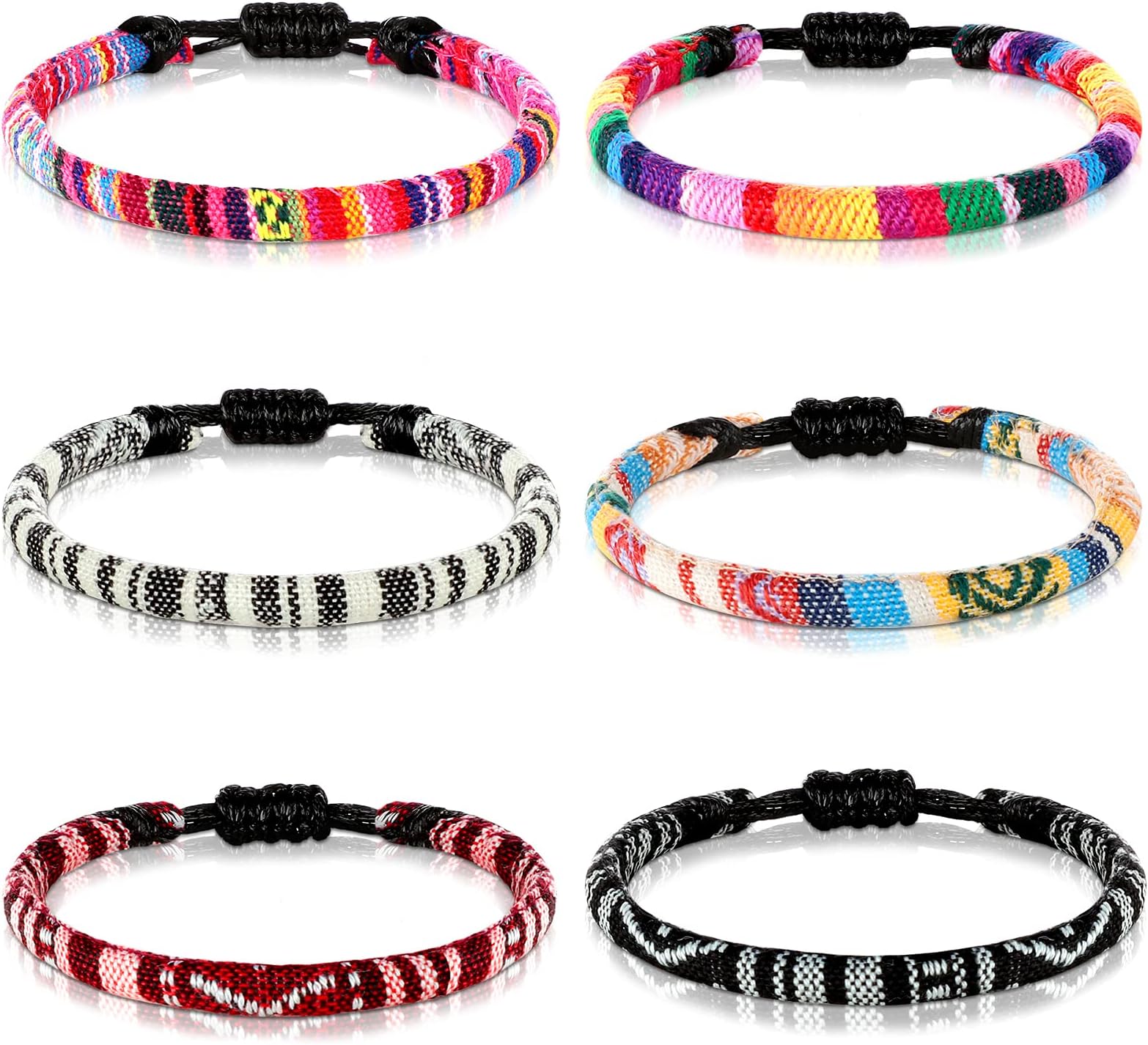 Jadive6 Pieces Ankle Bracelet Adjustable Boho Surfer Anklet Bracelet Thin Rope Unisex Handmade Beach Anklet Boho Colorful Ankle Bracelet Bohemia Anklet Chain Jewelry Festival Accessories