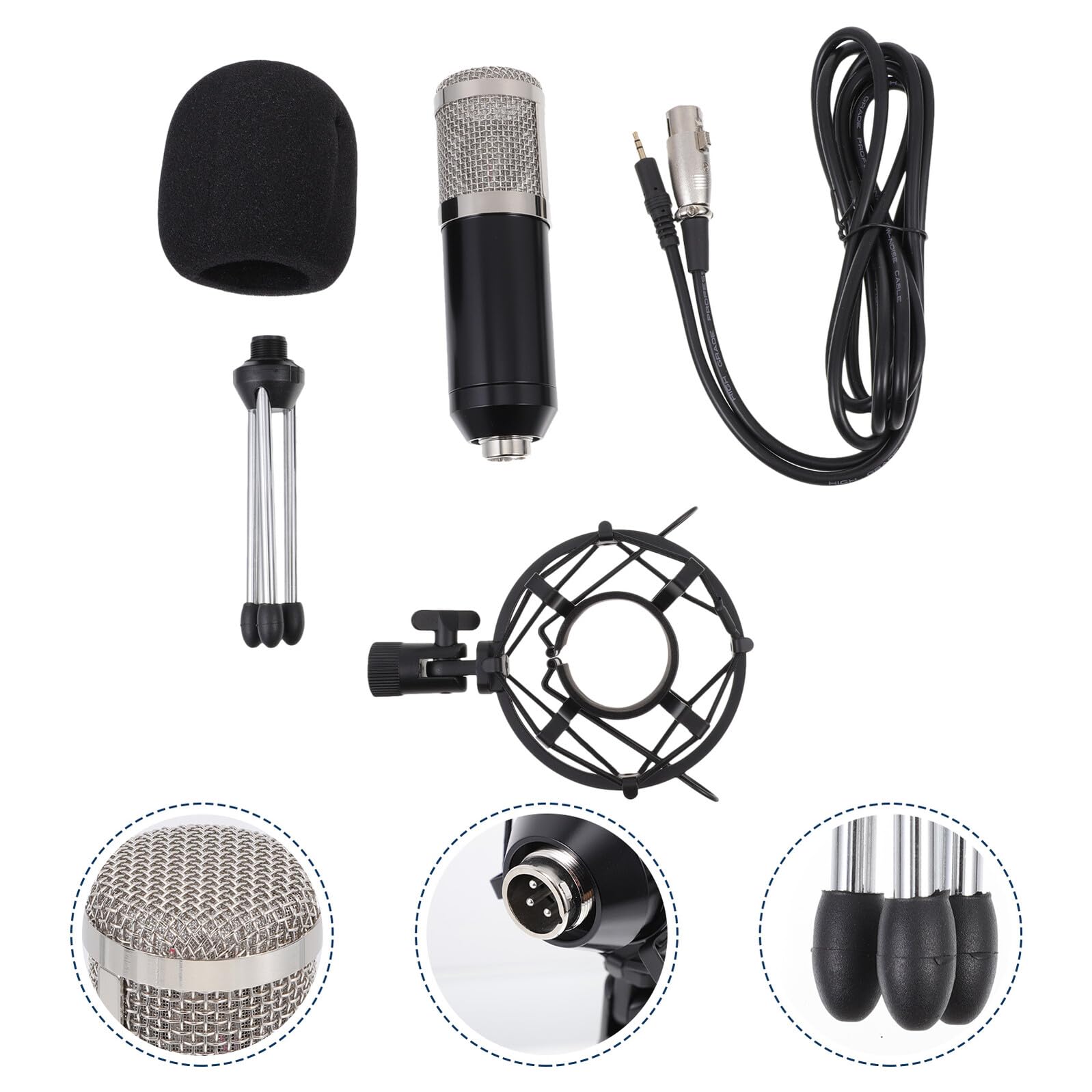 Microfono Condensatore con Cavo per Casa Kit Completo per Ktv e Registrazione Suono Pieno e Nitido Leggero e Facile da Usare