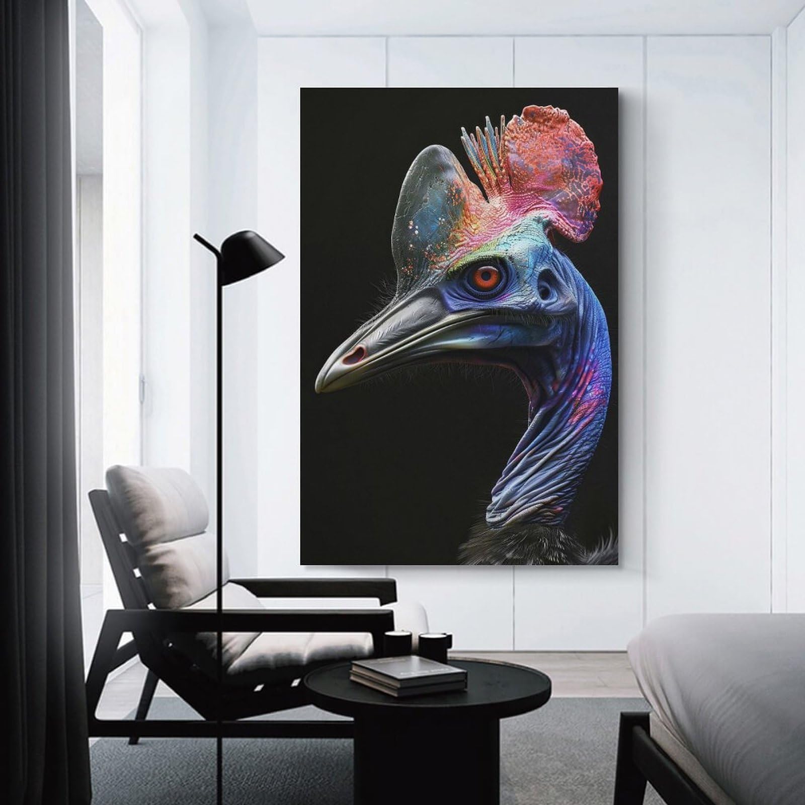 Junmoney Cassowary Hanging Wall Art 20x30inch(50x75cm), for New Homes, Bedrooms Or Workspaces, Thoughtful Wall Decor for Art Lovers