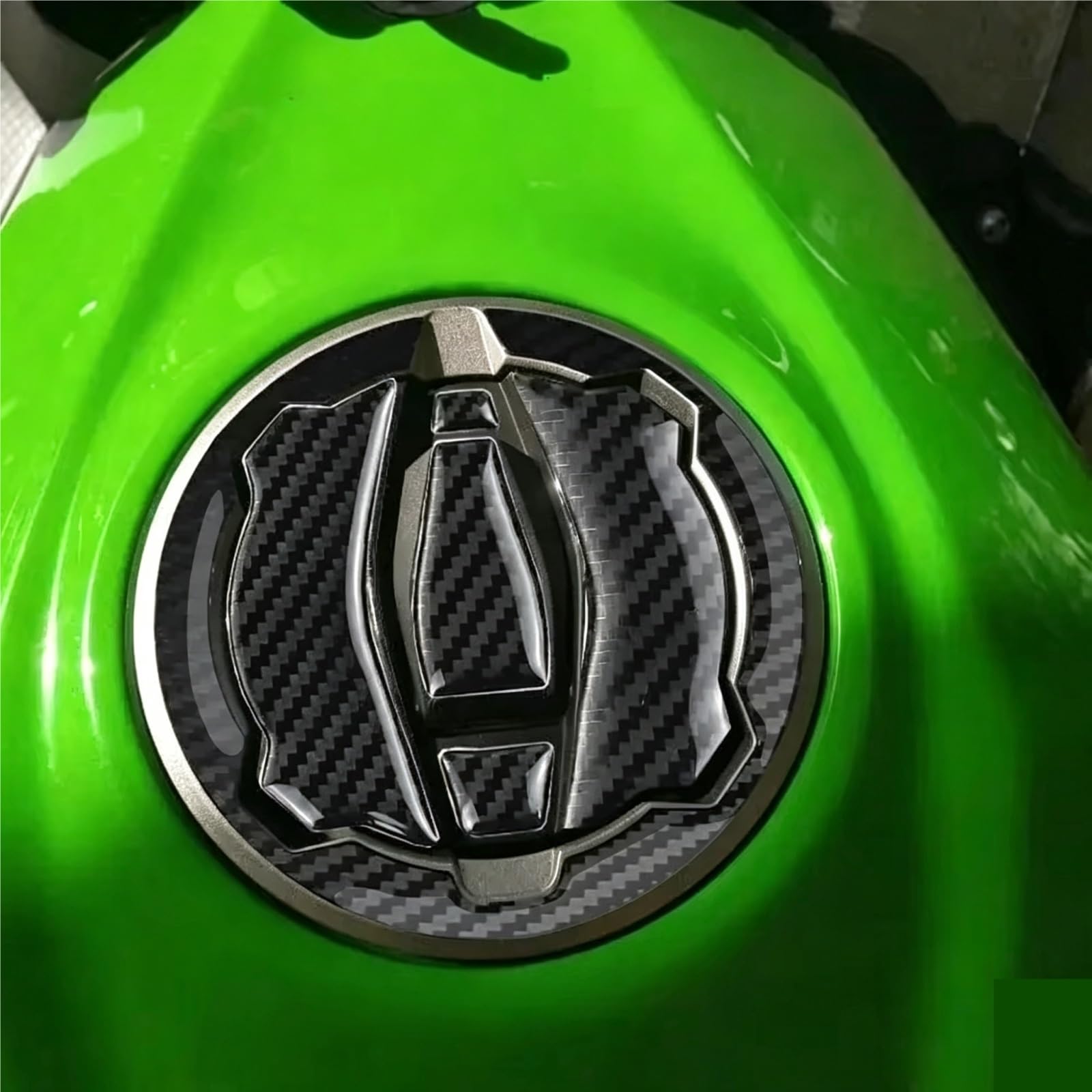 Motorrad Tank Pad Motorrad-Tankdeckel-Aufkleber Für Für Ninja400 2018–2024 | Motorrad-Tankdeckel-Aufkleber-Set Mit Transparentem Karbonfaser-Erscheinungsbild(Size3)