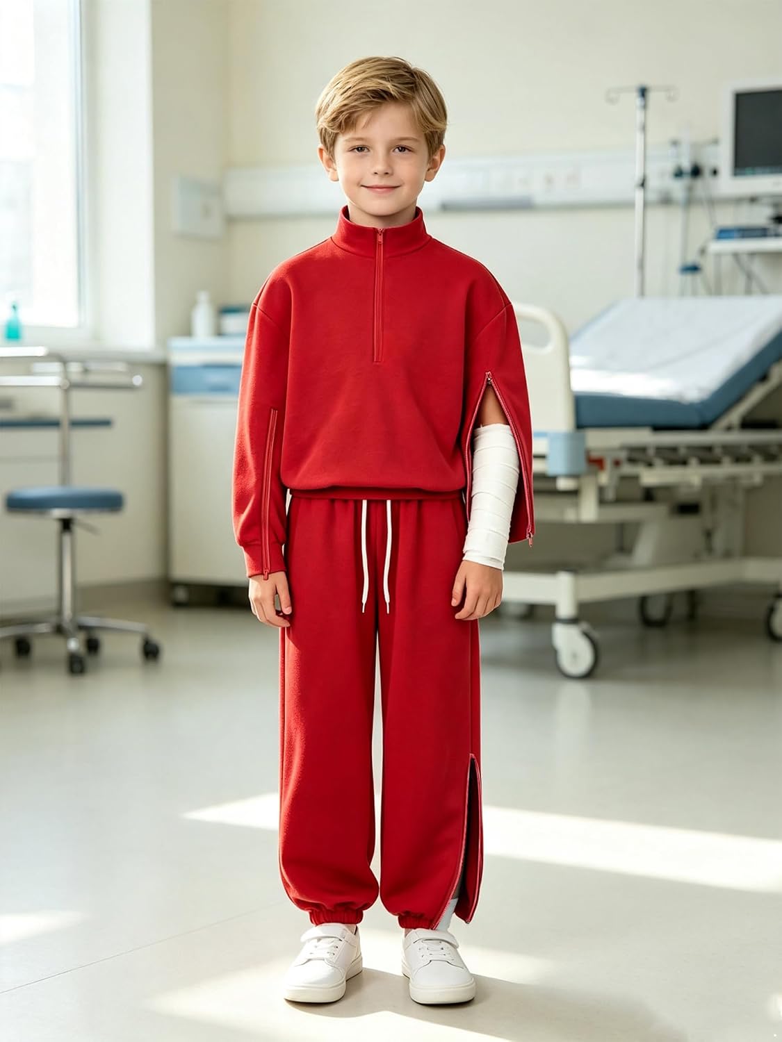 YiZYiF Boys Special Needs Clothing Zipper Top with Pants