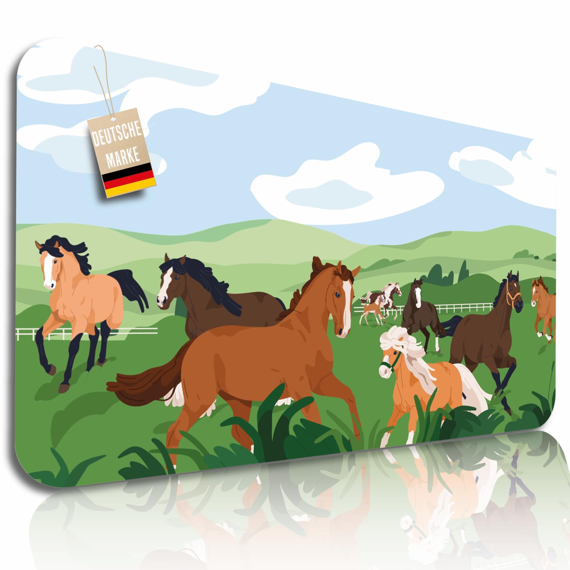 Lineo Kids Desk Mat Water-Resistant Desk Pad for Children, Educational Writing Surface, Non-Slip Craft Mat, Drawing and Study Desk Protector (Horses 70x40 cm)