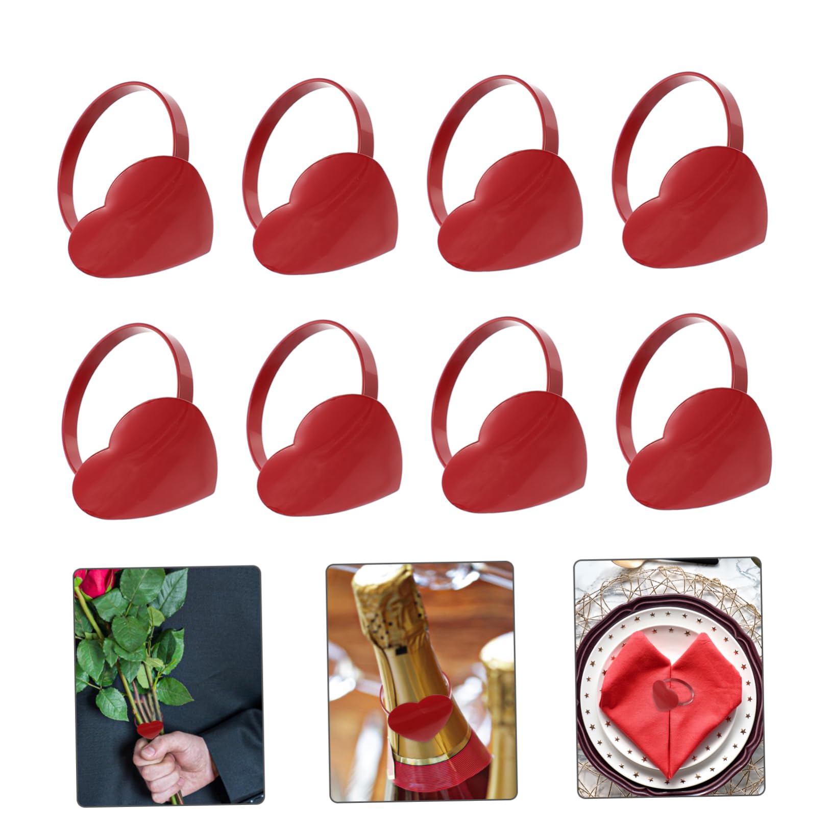 TOPBATHY 3 Juegos Botón De Servilleta De Corazón Decoración De Mesa De San Valentín Sujetadores De Servilleta para Ocasiones Especiales Puesto De Joyería Servilletero Dorado Metal 8 Uds * 3