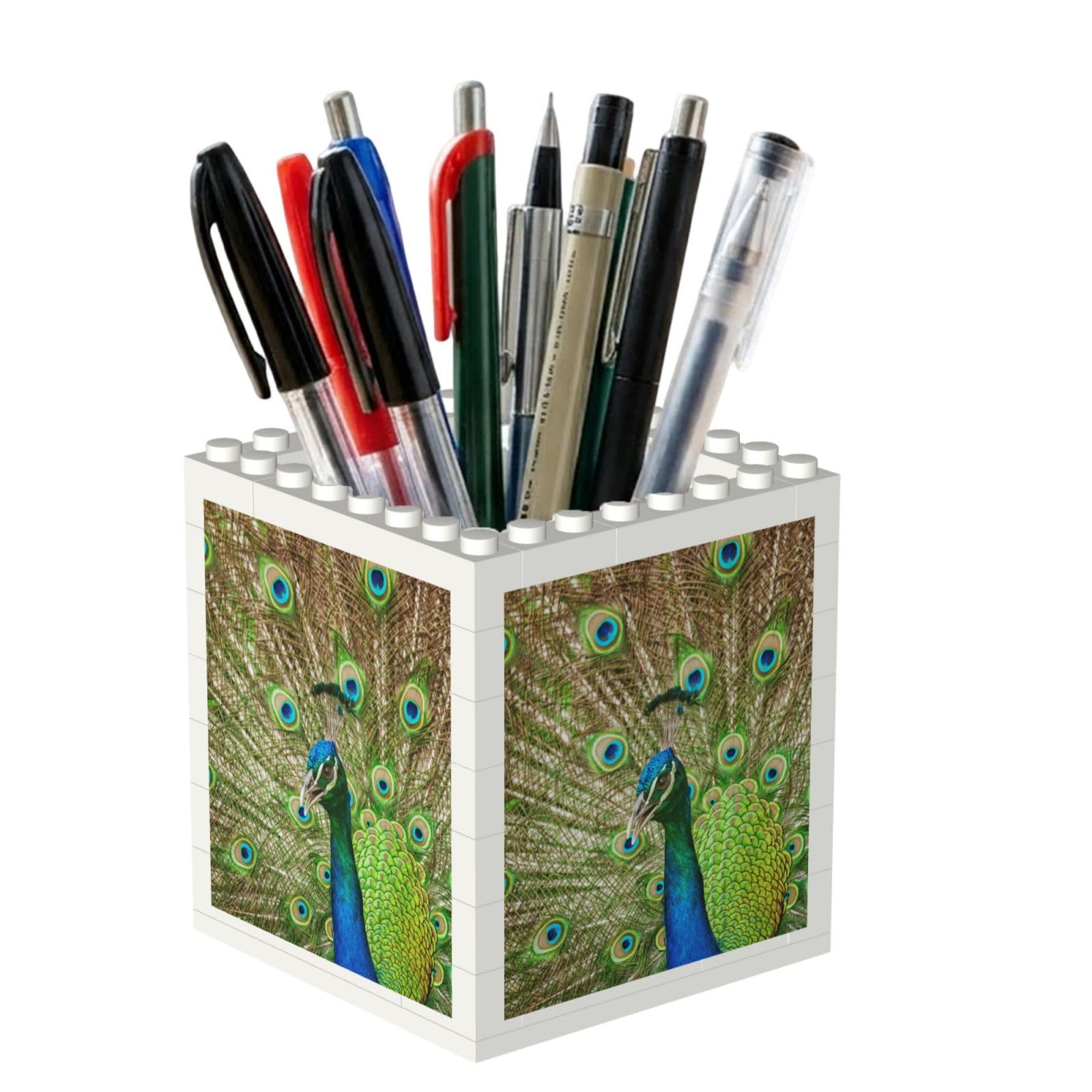 Poadnly Peacock, Pen Pot Pencil Holder for Office Home School, Compact Desk Organiser for Office Stationery