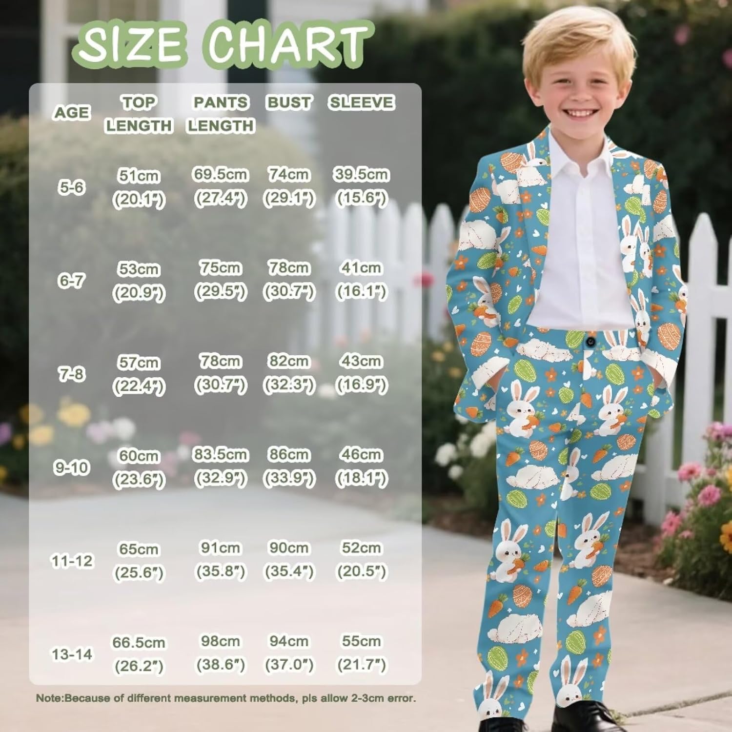Uourmeti Happy Easter Toddler Suit for Boys Vintage Slim Fit Suits 2 Piece V-Neck Outfits Size 5-14