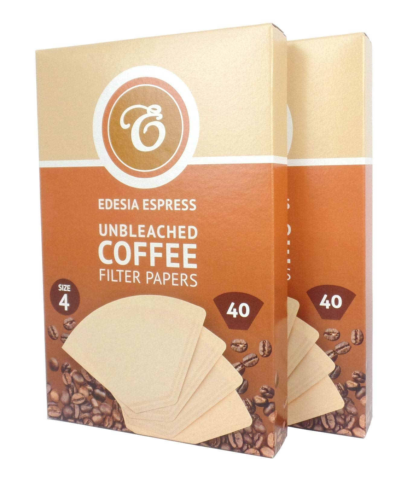 EDESIA ESPRESS – 2x80 Filtri da Caffè Conici in Carta – Filtro Caffè N.4 per Caffettiera Manuale, Metodo Pour-Over e Infusione Delicata – Misura 4 Marrone