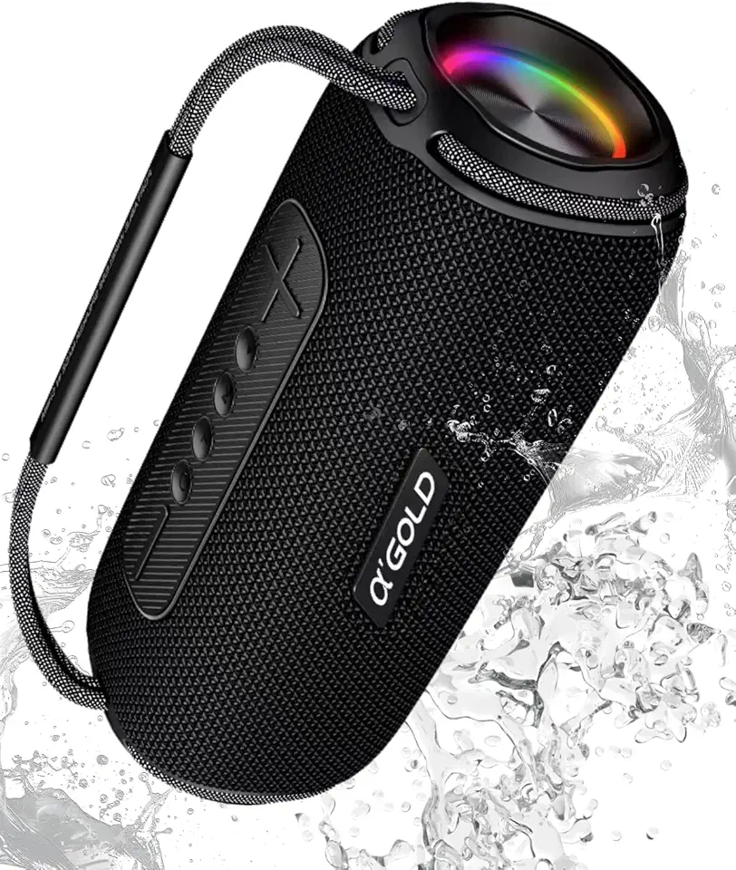 Caixa de Som Bluetooth - 60W / IPX6 À Prova D'água. Portátil, com Bateria para 10 Horas de Música. Entrada Auxiliar e Cartão Micro SD - Equalizador Duplo de Som - TWS - LED RGB e Alça para Transporte