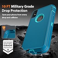 Vista 6 de Funda para iPhone X/iPhone Xs con 2 protectores de pantalla de vidrio templado, grado militar 3 en 1, resistente a prueba de golpes, a prueba