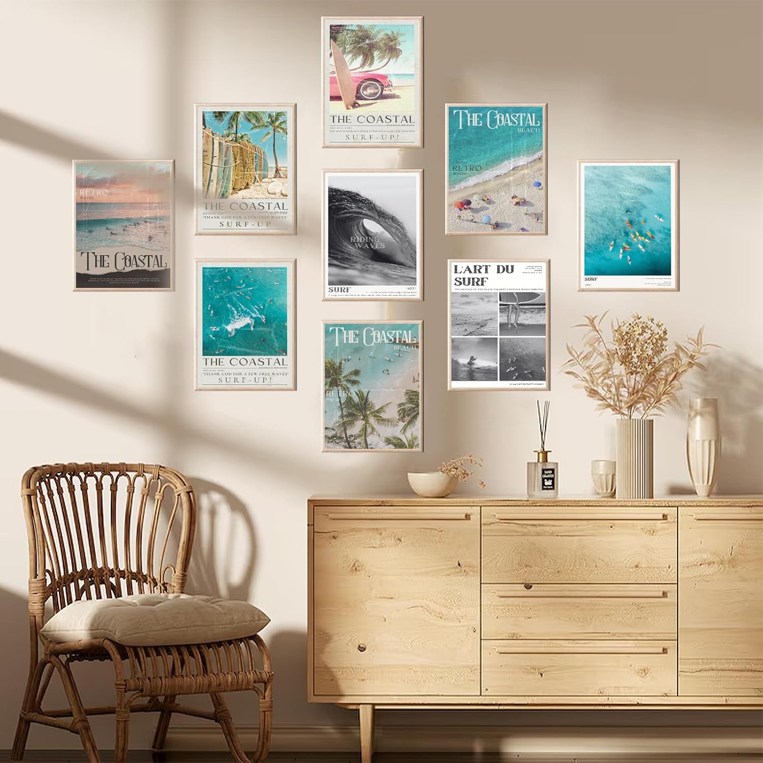Uniro Coastal Cowgirl Decor Aesthetic, Coastal Granddaughter Room Decor, Trendy Beachy Wall Decor Beachy Summer Poster Poster Pictures, Retro Newspaper Beach Wall Art Prints Preppy Surf Up Posters for Teen Girls Room Decor, Dorm Bedroom Apartment- UNFRAMED image 3