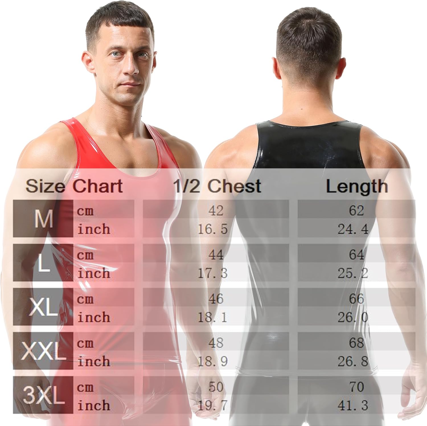 YUFEIDA Men's Faux Leather Vest Undershirt Tank Top Sleeveless Shirt Waistcoats - Image 6