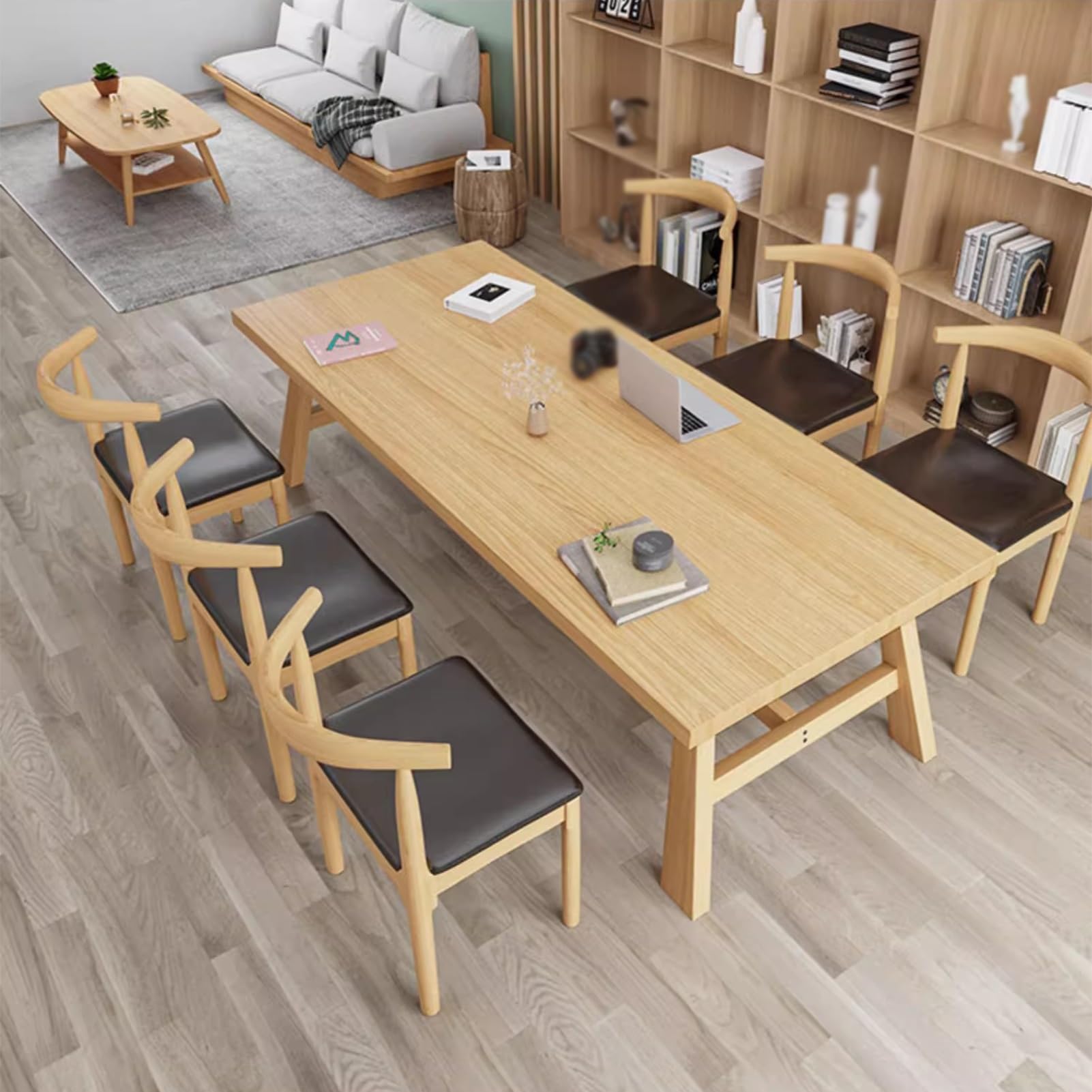 Solid Wood Long Table Simple Living Room Coffee Table Smoothly Polished and Burr-Free Wide Desktop for Greater Ease of use