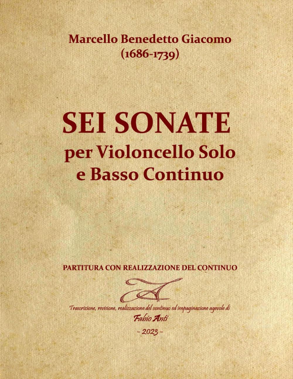 Violoncello e B. C. Sei sonate Marcello partition pour étude et examen de musique