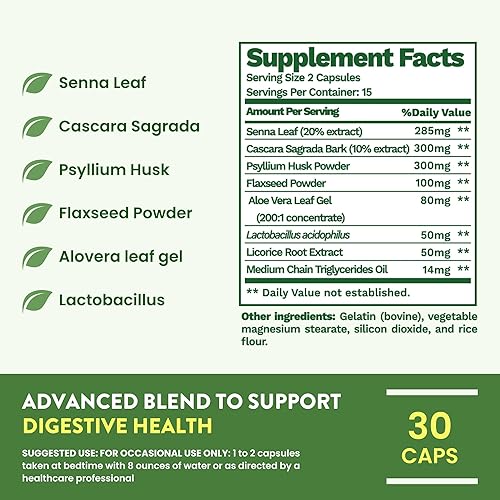 Miniatura 6 de Limpieza avanzada de colon de 15 días, probióticos y hierbas naturales, apoya la desintoxicación y la flora intestinal para mujeres y hombres, con