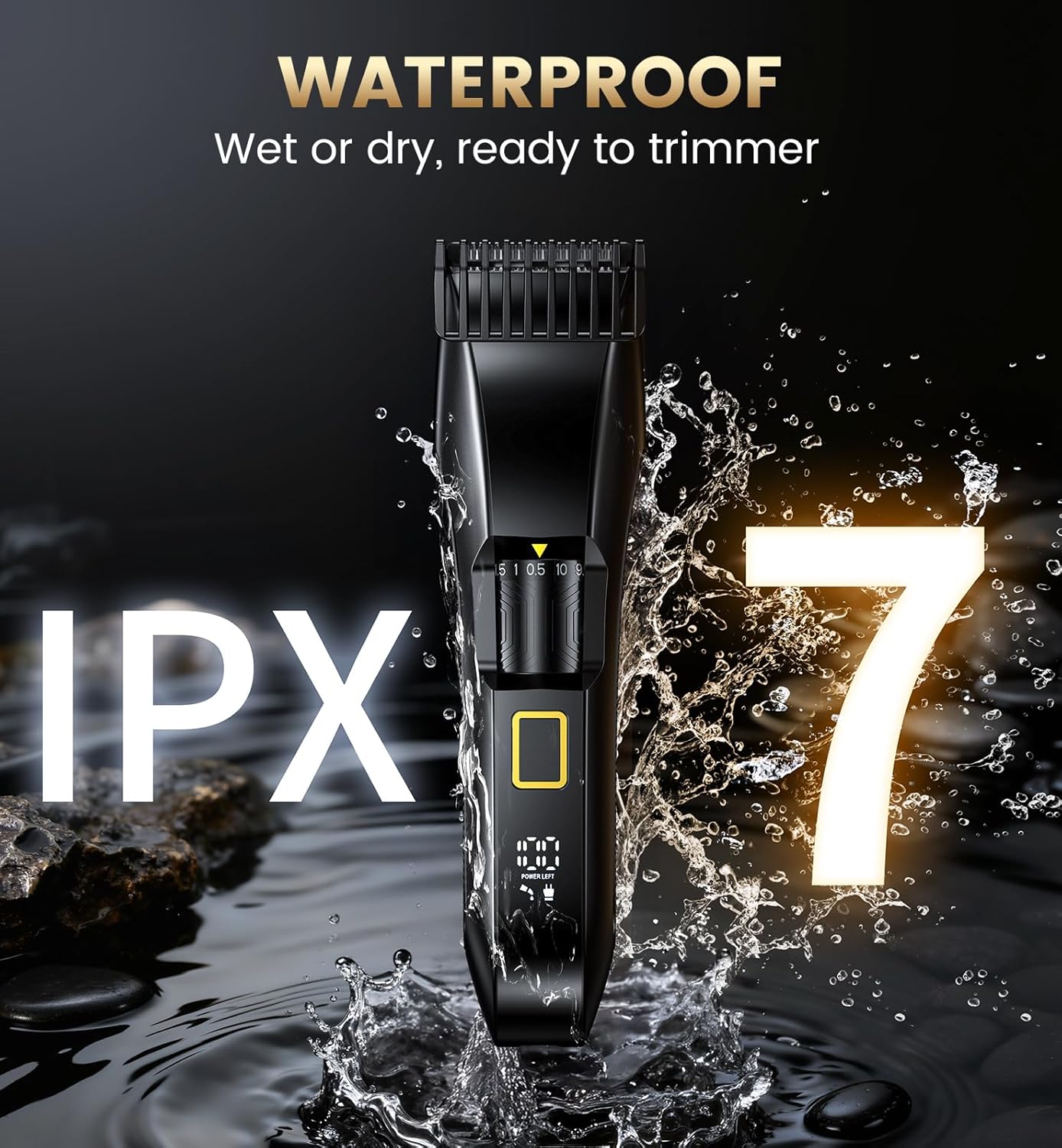 Men's Beard Trimmer-All-in-One Mustache Trimmer for Men with 20 Length Adjustable, Stainless Steel T-Blade for Precision Facial Hair Trimming Cordless IPX7 Waterproof Wet/Dry Clipper,LED Display - Image 7