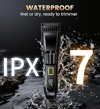 Men's Beard Trimmer-All-in-One Mustache Trimmer for Men with 20 Length Adjustable, Stainless Steel T-Blade for Precision Facial Hair Trimming Cordless IPX7 Waterproof Wet/Dry Clipper,LED Display