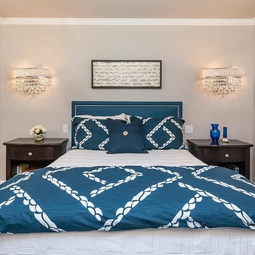 Miniatura 5 de chandiry Apliques de pared de cristal de 2 luces para sala de estar, baño, tocador, sala de estar, pasillo, dormitorio, escalera (cromado)