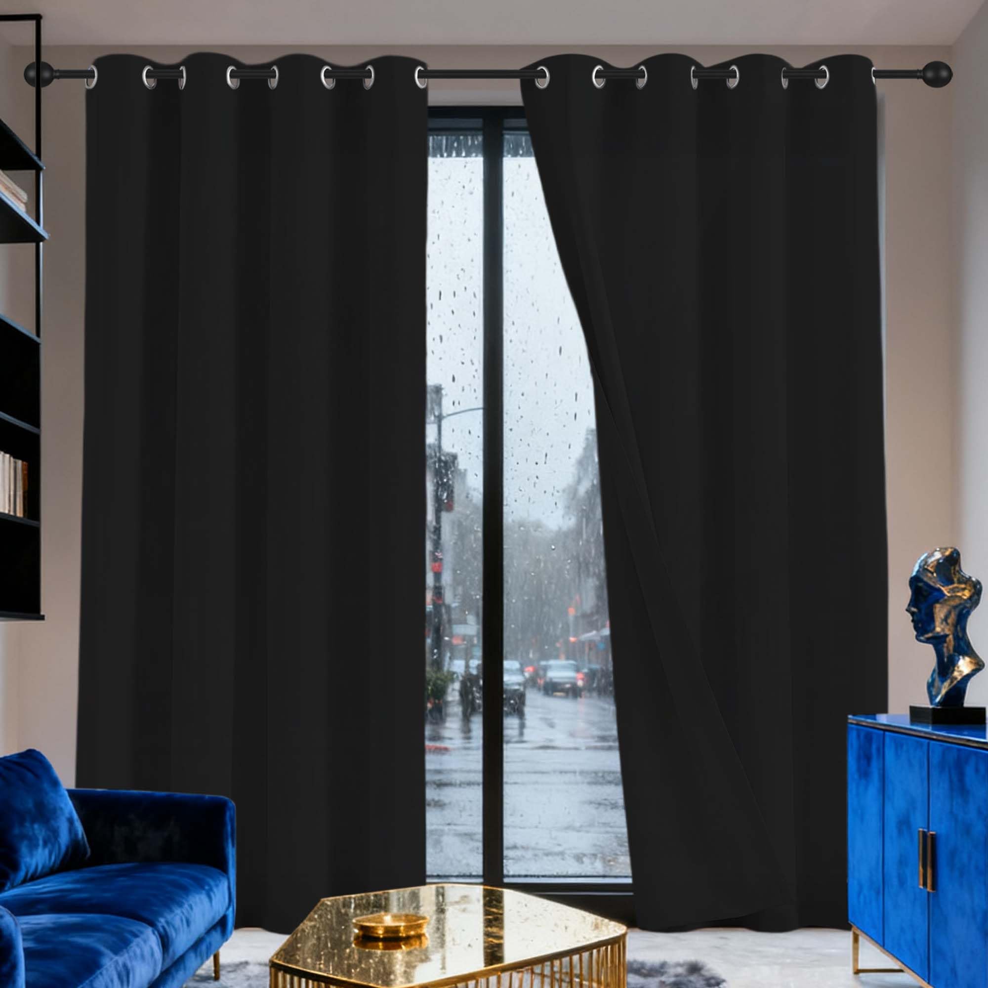 Rideaux 100% occultants isolants phoniques 300x230cm noirs à oeillets