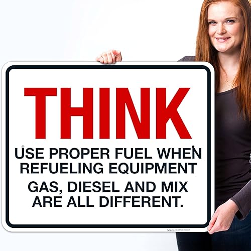 Miniatura 32 de Think When Refueling Equipment to Use Proper Fuel Gas Diesel and Mix Sign, 24x30 Inches, 3M EGP Reflective .080 Aluminum, Fade Resistant, Made in USA