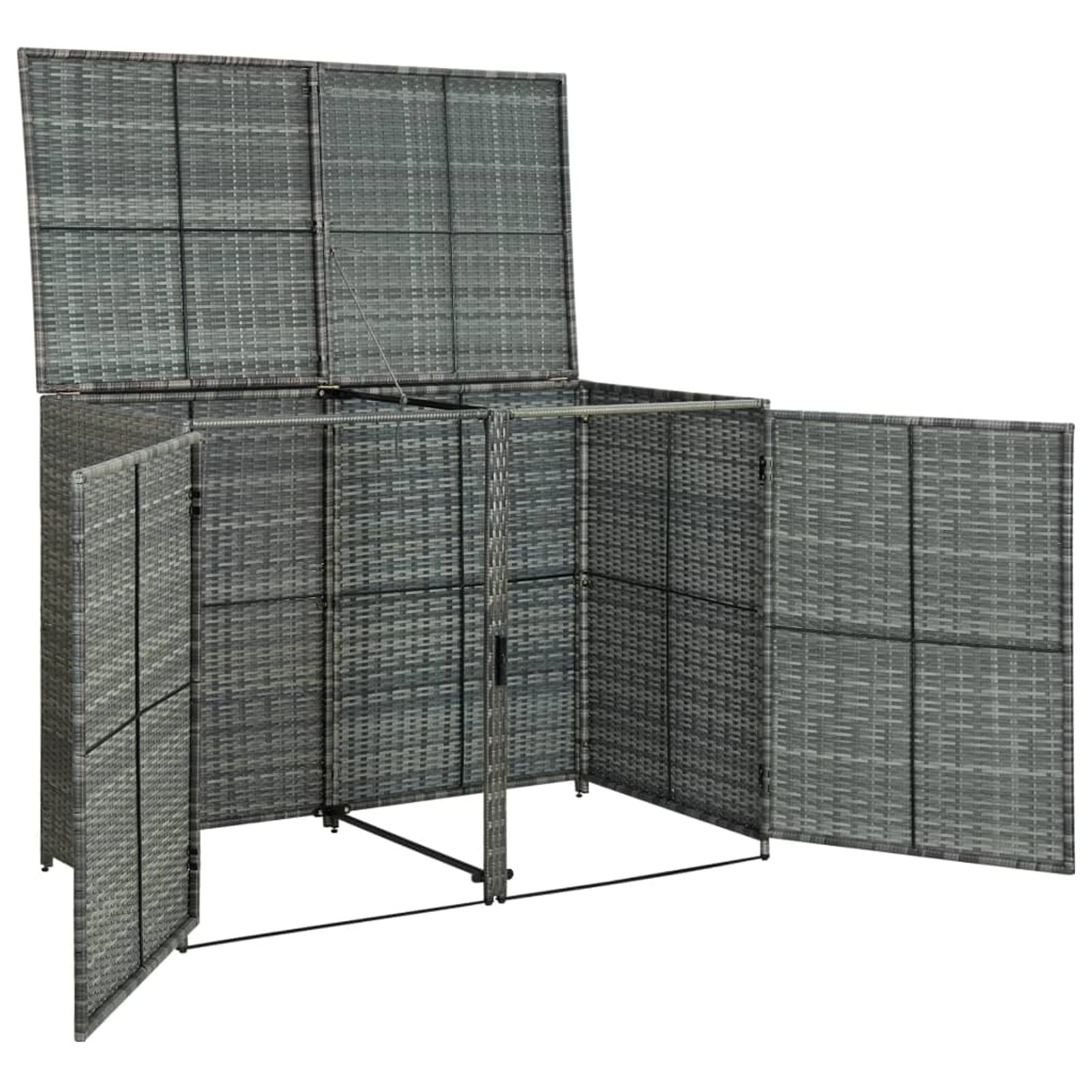 ARKEM Cobertizo Doble para contenedor ratán PE Gris 148x77x111 cm Contenedor De Basura