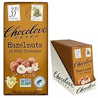 Vista 12 de Chocolove XOXO Avellanas en barra de chocolate con leche - Barra de 3.2 oz