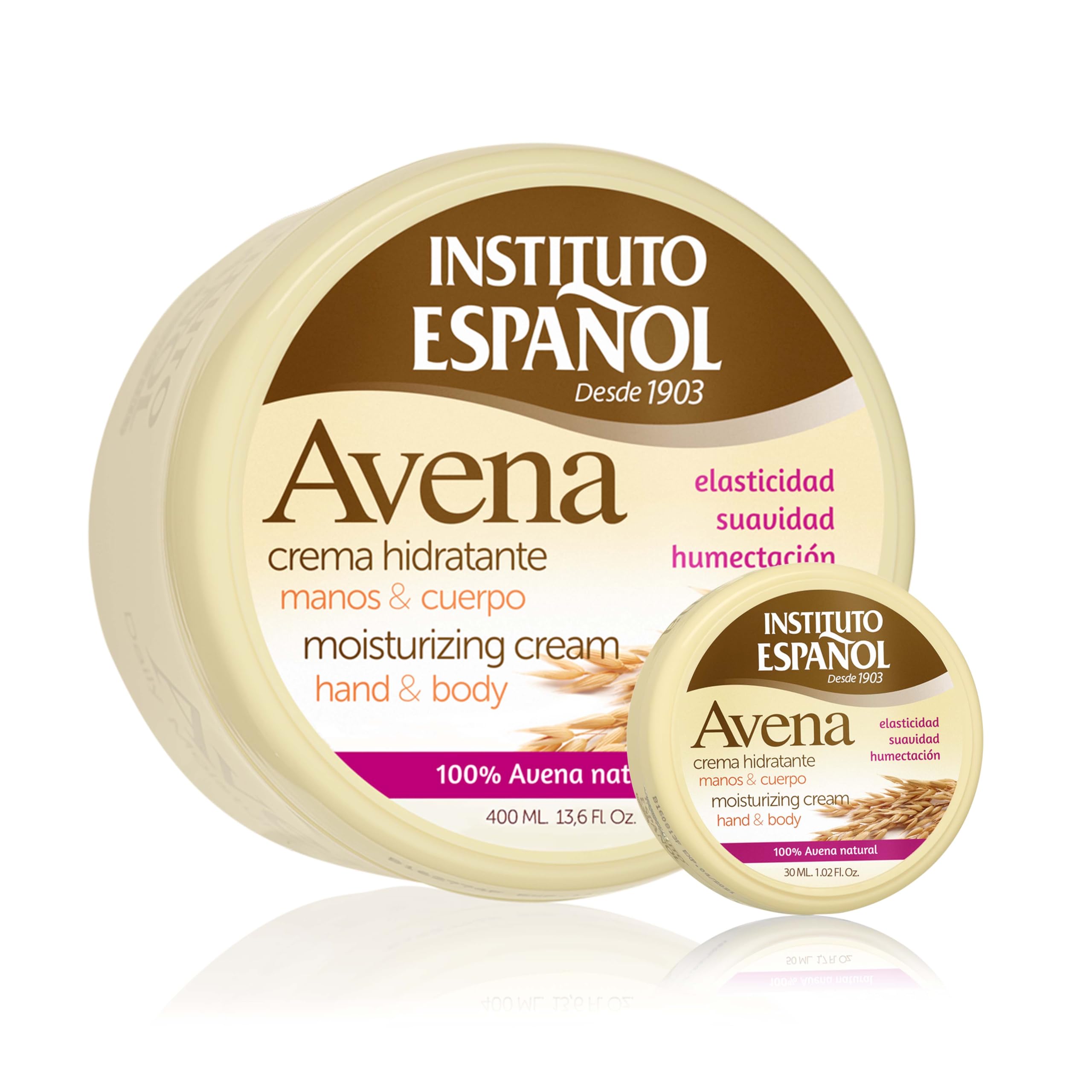 Instituto Español Avena Crema hidratante para el cuerpo | Crema corporal perfumada para mujer, hombre | Tratamiento y elasticidad para piel seca, agrietada | Ideal para toda la familia | Set 430ml