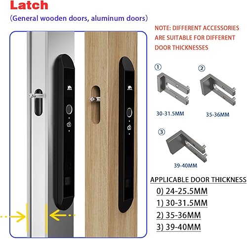 Miniatura 6 de Cerradura inteligente para puertas correderas y ventanas, entrada sin llave 4 en 1 con huella digital, tarjeta, llave mecánica y control de