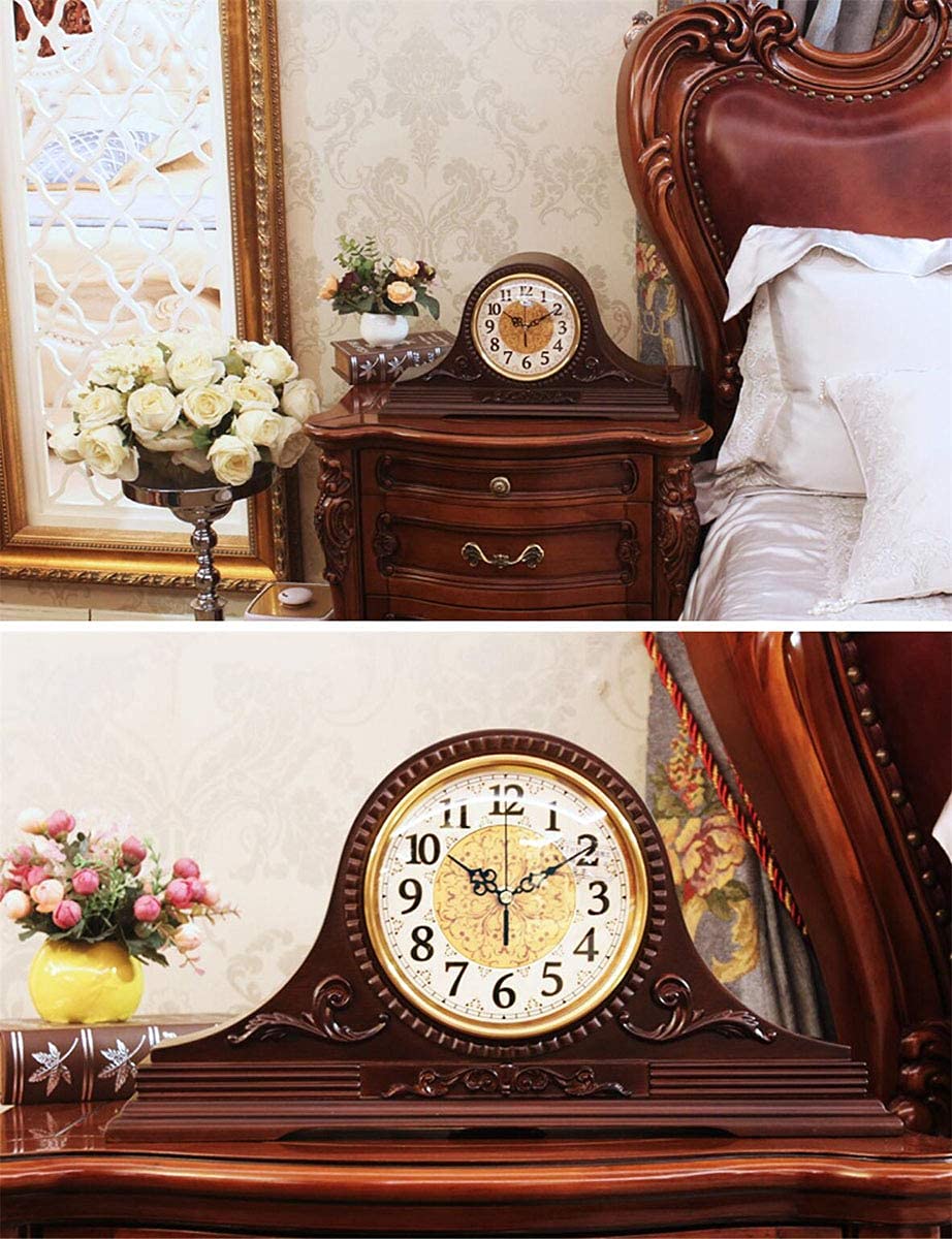 Uhr, Geräuschlos, Holz, Regaluhr, Kaminuhren, Vintage, Nicht Tickende Familien-Schreibtischuhr, Batteriebetrieben, Mit Quarzwerk, Hd-Glas, Für Schlafzimmer, Wohnzimmer