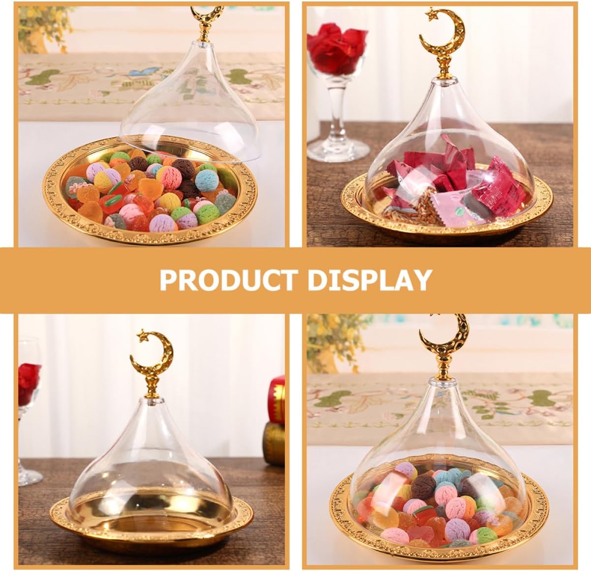 LIOOBO Elegant Cake Serving Tray Clear Lid Vintage Design for Cupcakes Snacks Fruits