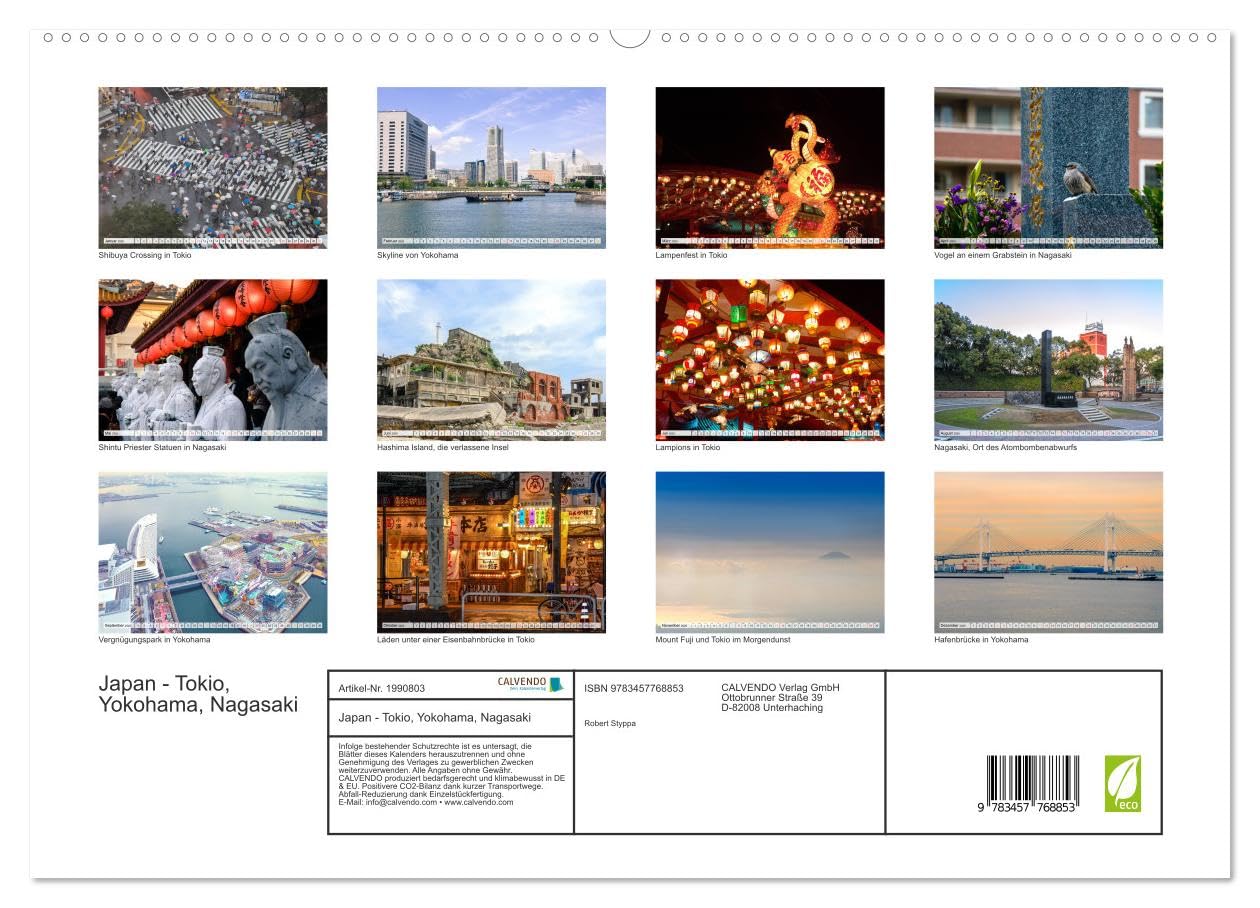 Japan - Tokio, Yokohama, Nagasaki (hochwertiger Premium Wandkalender 2026 DIN A2 quer), Kunstdruck in Hochglanz: Ungewöhnliche Aufnahmen von Japans Großstädten (CALVENDO Orte)