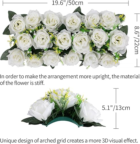 Miniatura 4 de BLOSMON Mesa de comedor de boda, centro de mesa de flores, arco de rosas de seda, arreglo floral, 10 piezas, decoración de camino de mesa, centro