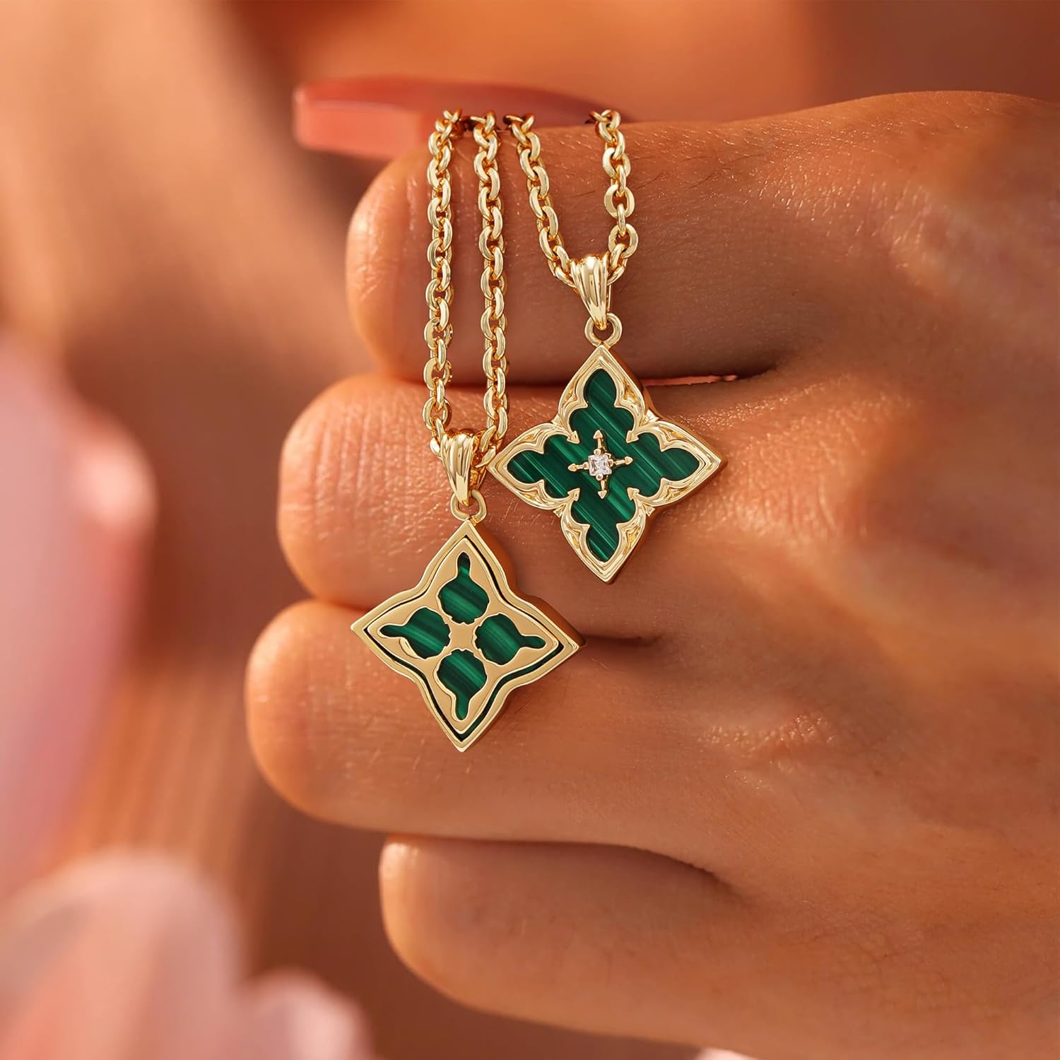 LOYATA Gold Clover Necklace for Women 14K Gold Plated Cubic Zirconia Four Leaf Clover Necklace Lucky Charm Dainty Simple Gold Pendant Necklace for Women Jewelry - Image 6