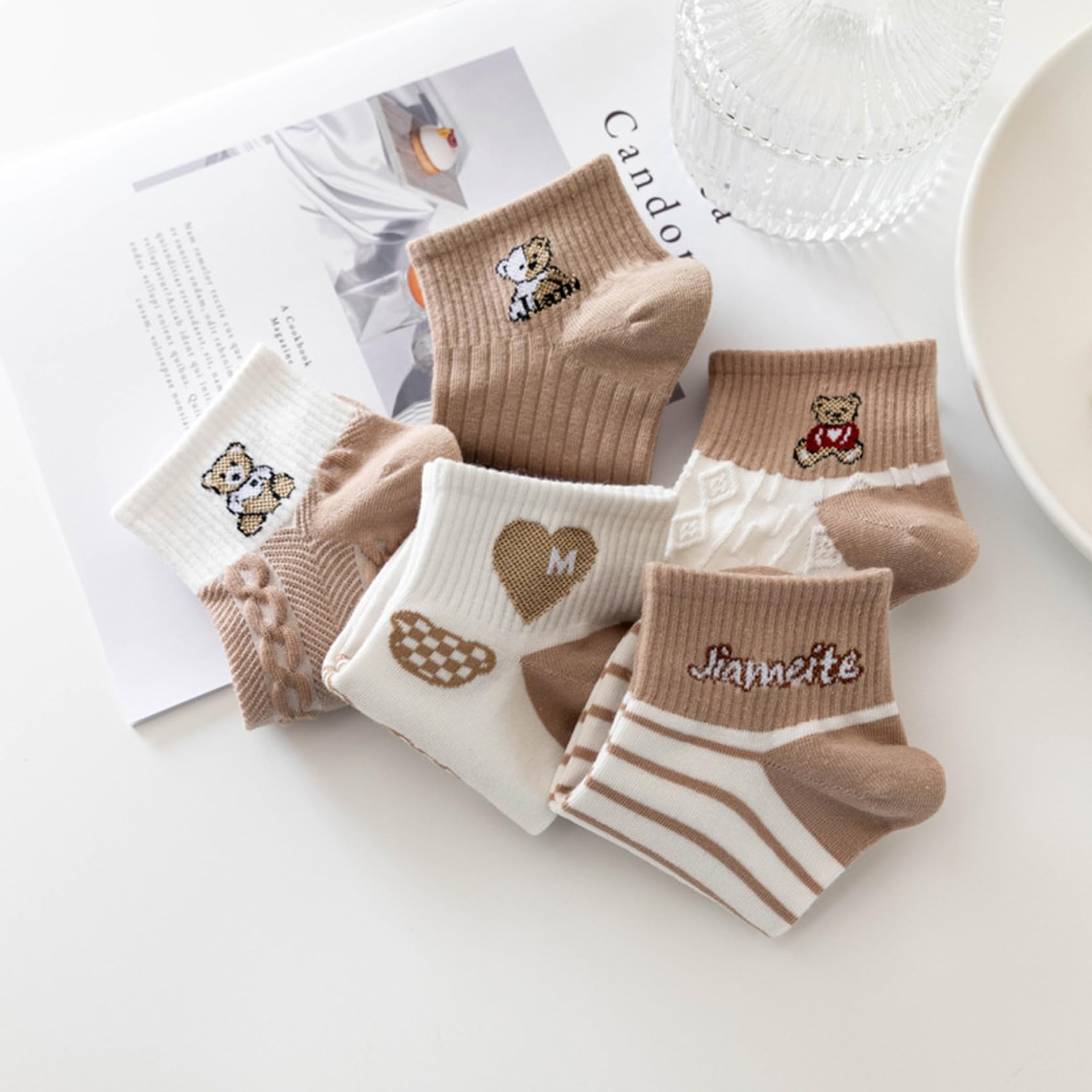 SoxLife Women’s Ankle Length Breathable & Odor-Free Socks (IN, Alpha, Free Size, Brown Bear) - Image 7 thumbnail