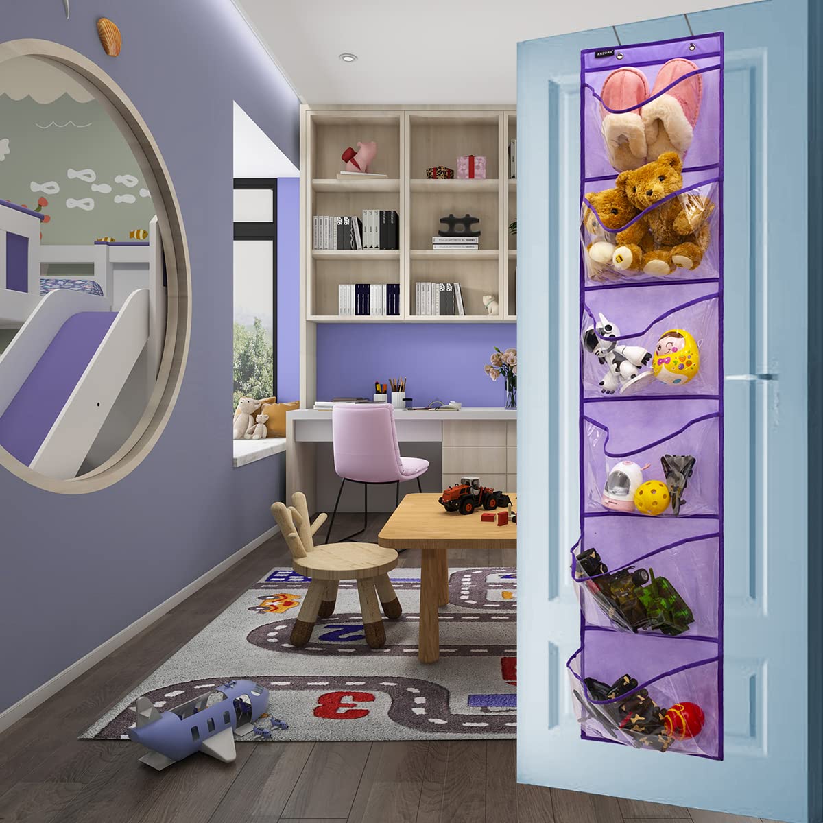 Rangement De Chaussures Suspendu En Filet Transparent Sur La Porte Avec