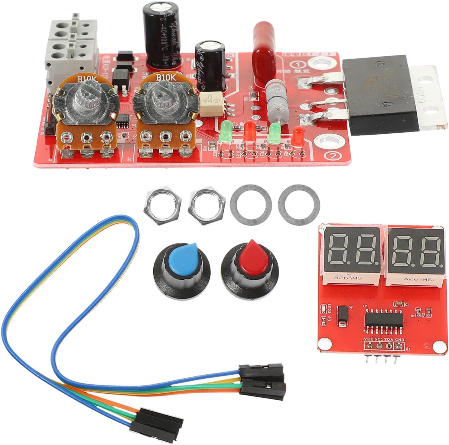 MERRYHAPY Spot Welder Control Board with Digital Display and Adjustable Time Current for DIY Spot Welding Machines, High Stability Pcb Electronics Component Controller Panel Random Color